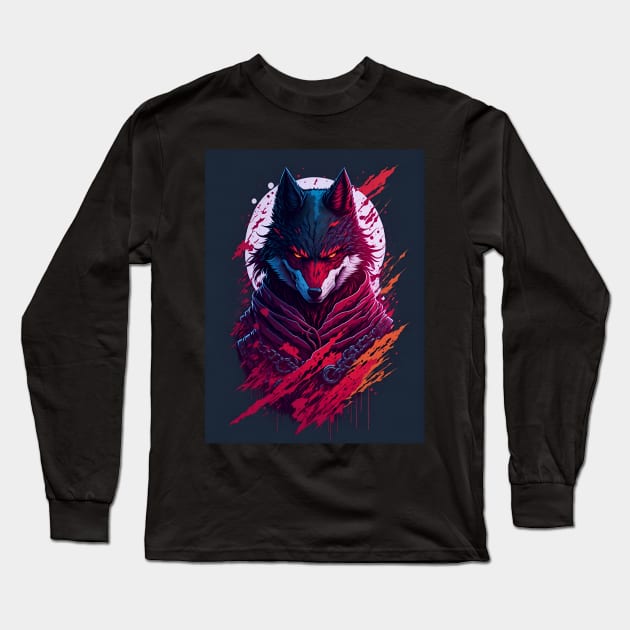 evil ninja wolf magic Long Sleeve T-Shirt by Azizshirts